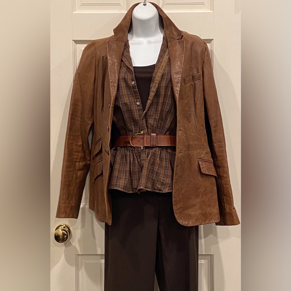 *Charming Brown Vintage Women's Country Plaid Blouse - Picture 6 of 10